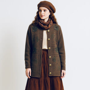 Vintage Beta’s Choice Lamb’s Wool Angora Floral Beaded Knit Jacket Cardigan M